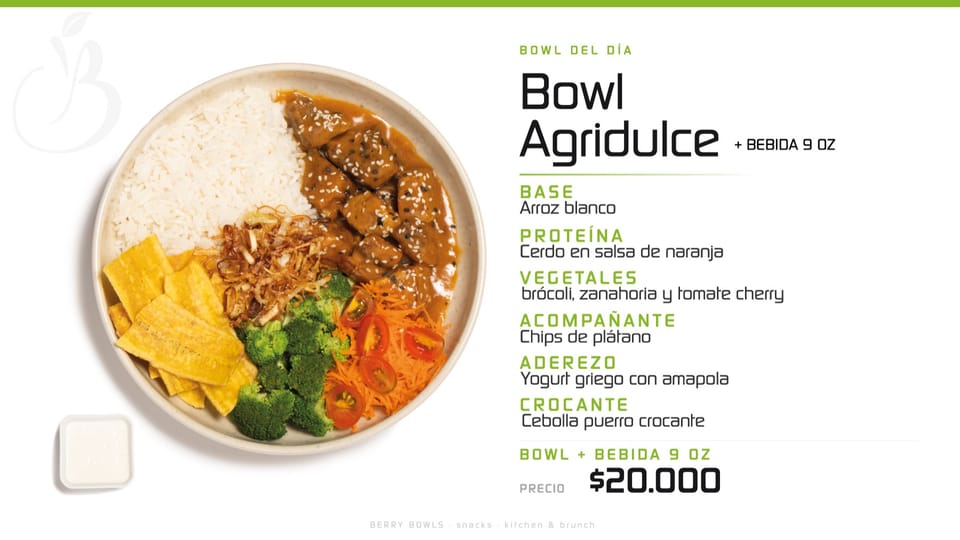 Berry Bowls: Sistema de menú