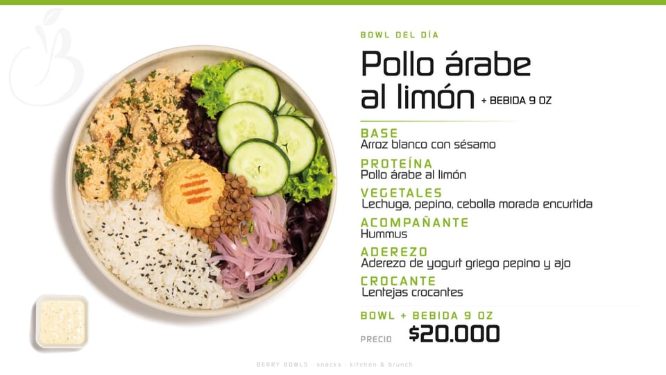 Berry Bowls: Sistema de menú